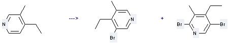 The Pyridine, 4-ethyl-3-methyl- can be used to produce 2, 5-Dibromo-4-ethyl-3-methyl-pyridine.